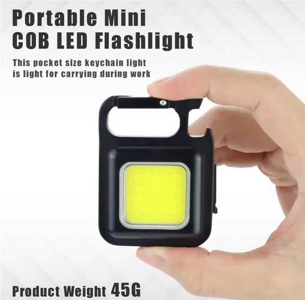 Hochwertiger Mini -COB -Aufladungskettenleuchten 3 Modi Blendung Multifunktionale LED -Taschenleuchten tragbare Taschenlampe Outdoor -Campinglampen im Freien