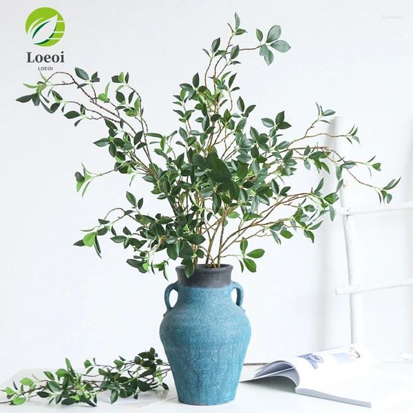 Dekorative Blumen künstliche Blume Langer Zweig Ficus Blatt grüne Pflanzen Gefälschte Bäume Mikrolandschaft Greening Christmas Home Decor Po