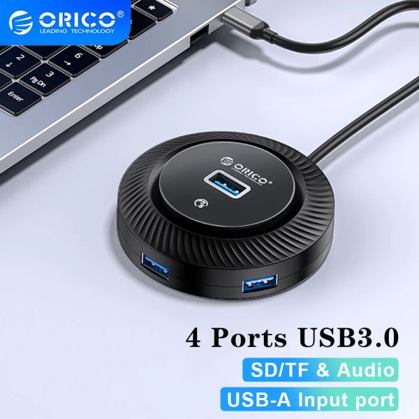 Hubs ORICO USB 3.0 2.0 Hub Tip C Tip Port SD TF Kart Okuyucu Ses Adaptörü 5Gbps OTG Veri Ayrıştırıcı PC Bilgisayar Aksesuarları