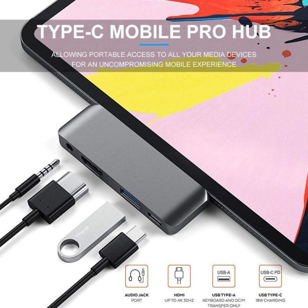 Hubs USB 3.0 Typec Hub to HDMI Адаптер USBC Docting Station с PD зарядкой 4K HDMI 3,5 мм для MacBook Air Pro M2 M1 чип