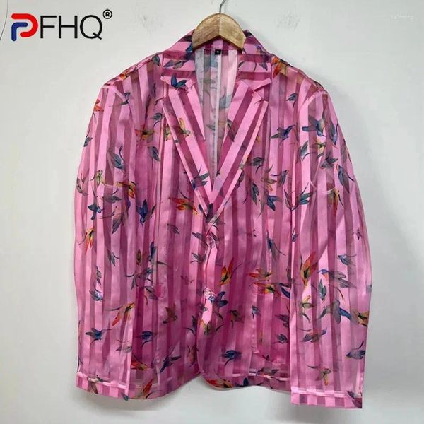 Herrenanzüge PFHQ Striped Anime Print Mant