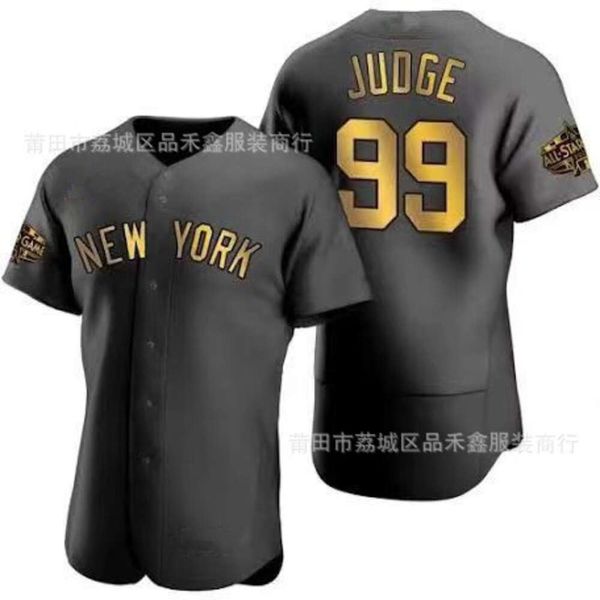 Futbol Formaları Yankees Jersey 99 Yargıç Cardigan All Star Siyah Gri Altın Yazılar