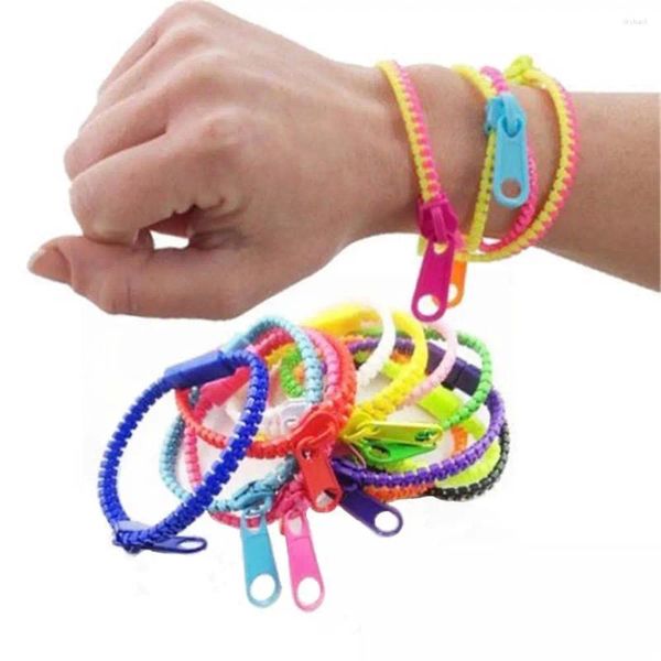 Link Bracelets Creative Fashion Single Gifts Para Kids Zip Game Jóias 5pcs pulseiras ecologicamente corretas Pulseira de zíper de plástico ecologicamente correto