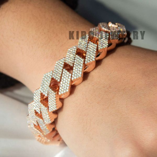 Coutom Großhandel 18mm Moissanit Kubanische Kette Dropshipping ICED Kette Silber VVS Diamond Männer Frauen Fein Schmuck Armband