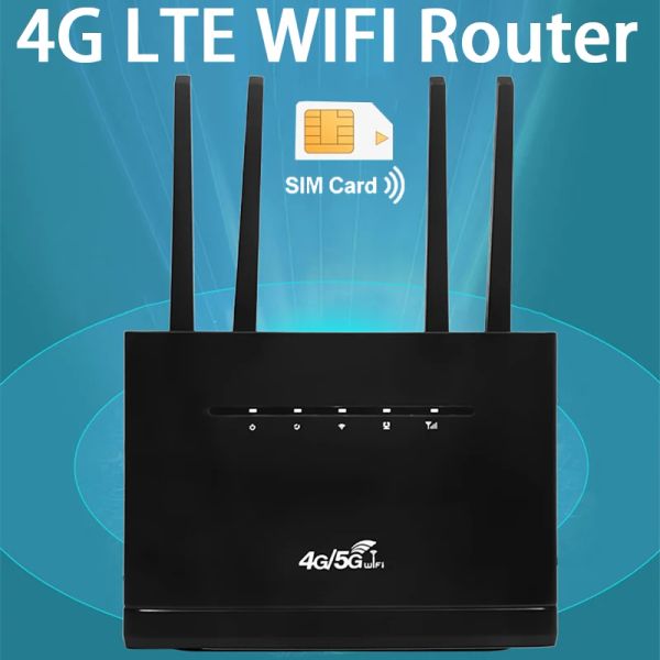 Roteadores 4G LTE WiFi Router 300Mbps Rede 4 Antenas externas Slot de cartão SIM sem fio RJ45 WAN LAN Suporte 802.11 b/g/n eu/EUA