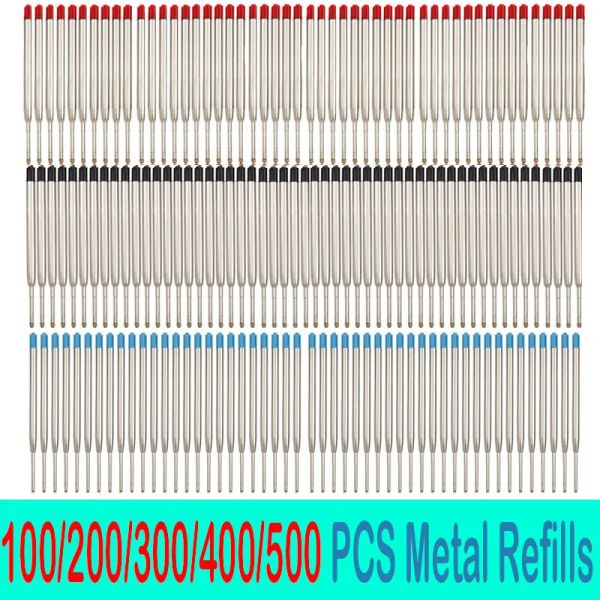 Pens 100/200/300/500 PCS 9.9cm Metal Beyaz Kalem Yatıkları1.0mm Orta Nokta Silindir Top Penler Doldurma Mürekkep Çubukları Okul Ofis Temini