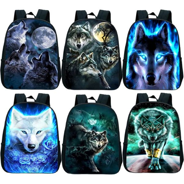 Rucksäcke Kinder Animal Wolf Rucksack zurück in die Schule Rucksack Hauptkindergärtner Mochila Casual Knapsack Kids 3D -Druckschule Taschen