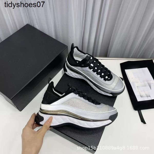 2023 Autumn/Winter New Chanells Casual Casual Sport Shoes Round Toe Lace Front Elastic Metal Double colorido