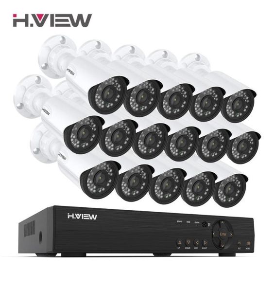 HVIEW 16CH SVERGEILLANCE SYSTEM 16 1080P Outdoor Security Camera 16CH CCTV Kit Kit Video Surveillance Android Remote View8460696
