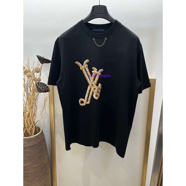 Camiseta de camisa masculina T-shirt Paris Street, Itália OS T-shirt Série de navegação de camiseta respirável Twists Fried Twists Mirror Print Chain Half Sleeve T-Shirt 1110