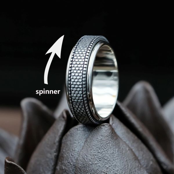 Ringe 925 Sterling Silberringe für Liebhaber Spinner Vintage Tibetan Silber Ehering Band Ring S925 Sterling Silber Drehung rotatabler Ring