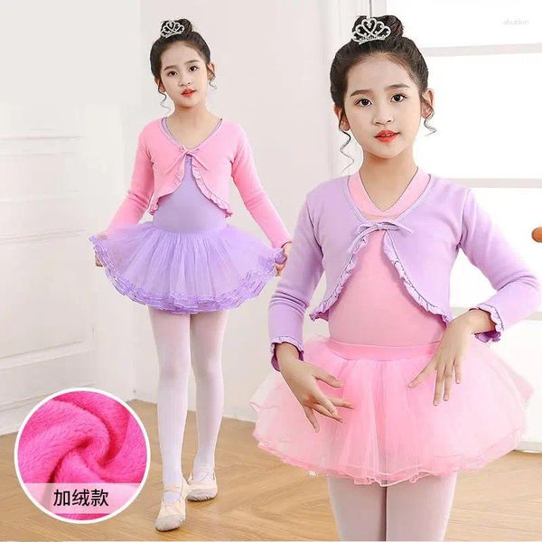 Stage desgaste 4 cores para meninas vestido de dança de balé tule tutu dança roupas infantis bailarina dançando fantasias de performance xale