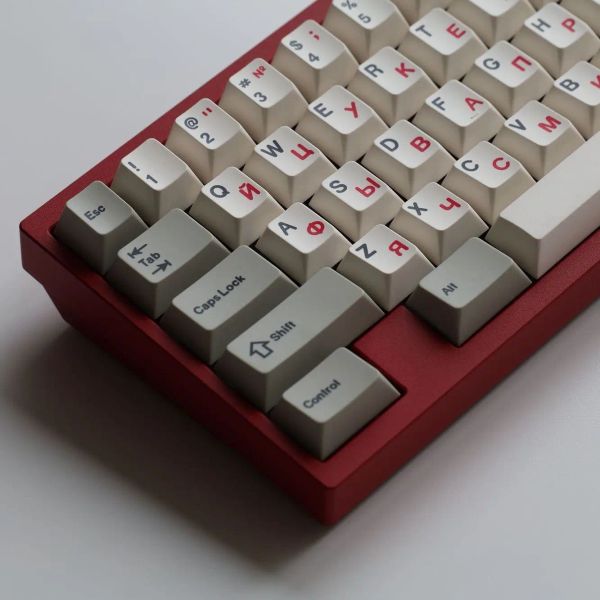 Accessoires 143Keys RETRO RUSSISISCHER JAPALISCHER IRISH KEYCAP rot weiß grau PBT Cherry Sublimated Keycap für Cross -Switch -Mechanische Tastatur DIY