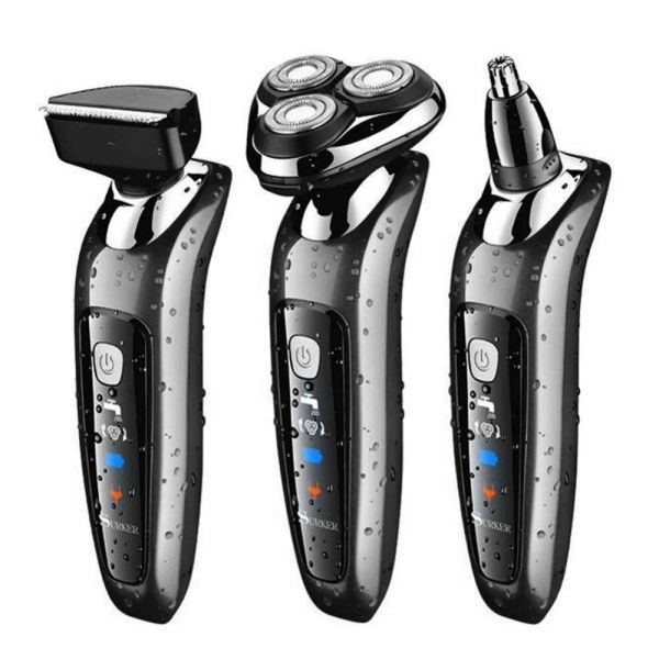 Shaves Shavers Cordless 3in1 kit de limpeza barbeador elétrico barbeador masculino recarregável Razor elétrico rotativo para homens Máquina de barba seca molhada