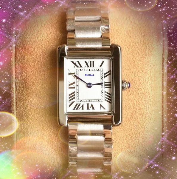 Beliebte berühmte Frauenliebhaber kleine Größe Uhren 28mm Quarz Bewegung Silber Roségold Square Tank Feststoff Fine Edelstahl Uhr Europäische Zeit Table Uhrengeschenke