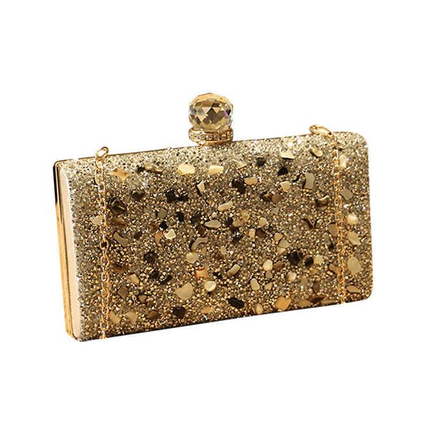 Ladies Night Bag Celebrity Chain Bag Bag Small Dress Crossbody com incorporação de diamante