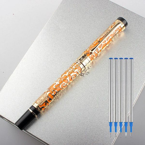 Pens Jinhao 5000 Dragon Dragon Dancing Business Office Medium Pennello Pennello di New Office Forniture per gel di metallo Penne