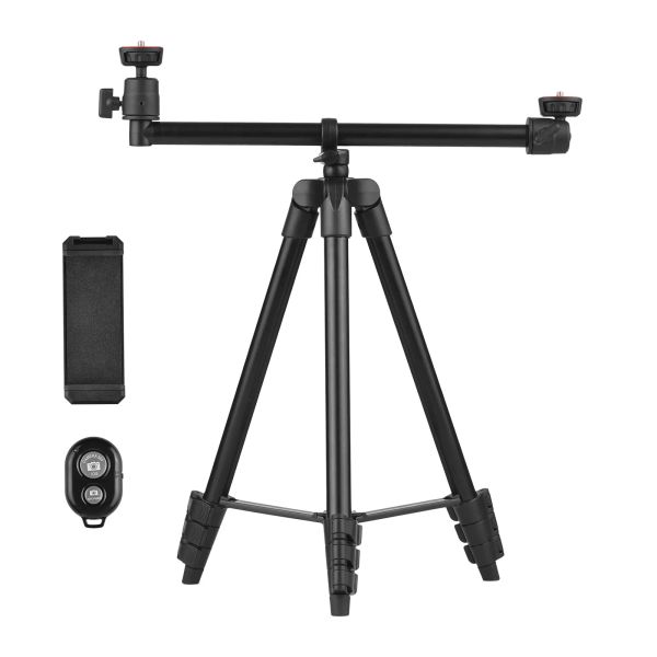 Accessori Portable Tripode Stand Extended braccio Dural 360 ° sfera ruotabile 54 pollici max.Altezza treppiede orizzontale per Vlog live streaming