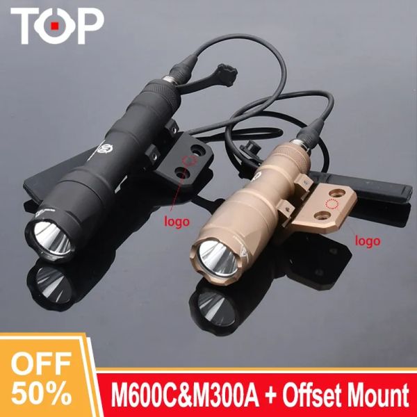 Scopes Surefir Airsoft M600C M600 M300A M300 Wadsn Taktisches Scout -Licht mit Jagdwaffe Taschenlampe MLOK Rail Keymod Offset Mount