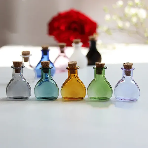 Dekorative Figuren 1/2/3pcs Mini kleine Glasflasche mit Kork Stopper Gläser Puppenhaus Vase Flüschel winzige Hochzeitsfläschchen Meldung Gunst