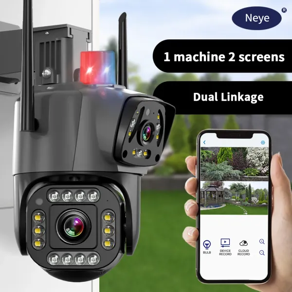 Kameras NEYE 8MP 4K IP -Kamera Pan Neigung Wifi Dual Screen Human Body Detection Outdoor wasserdichte Sicherheit Video Überwachung Kamera