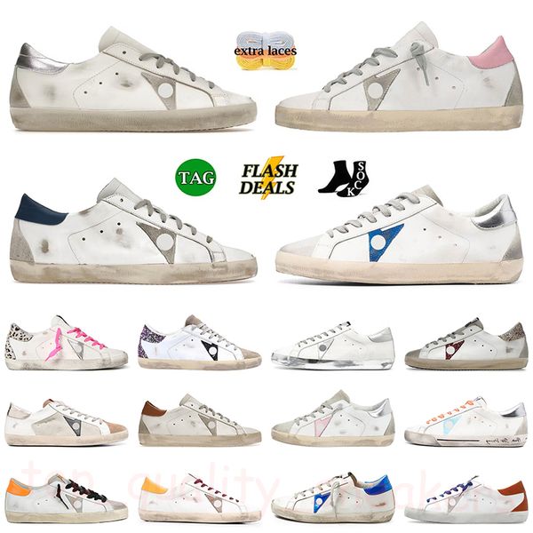 Sapato sujo sapatos de golden masculino artesanal Mulheres Itália Marca Casual Super Star Goode Classic Goose's Trainings White Leather Suede Goldenstar Sneakers