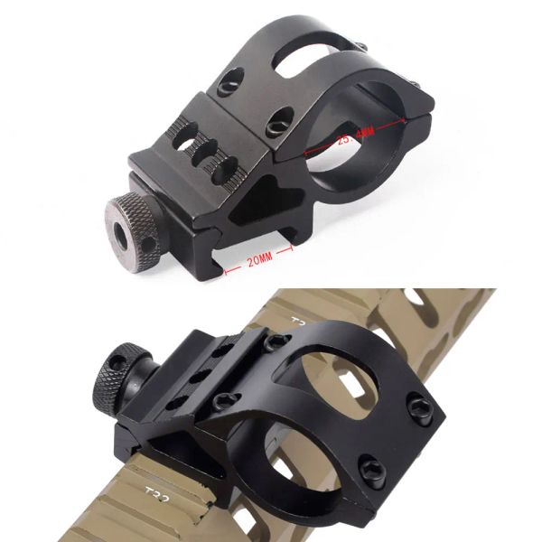 Scopi 45 Degress Offset Tactical Flashlight Funts Dia da 25,4 mm Clip di montaggio per torcia per 20 mm Accessori per la caccia a base di binario in tessitura picatinny