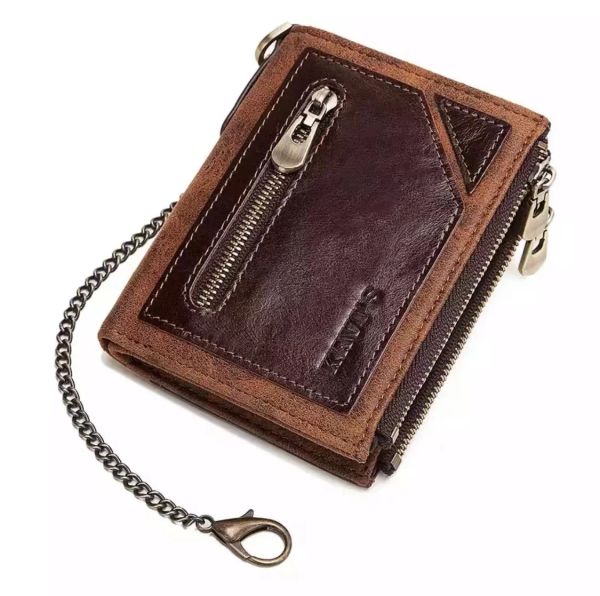 Brieftaschen Kuh Leder Männer Brieftaschen mit Münztasche China Vintage Männliche Geldbörse Braune echte Leder Männer Brieftasche mit Kartenhaltern