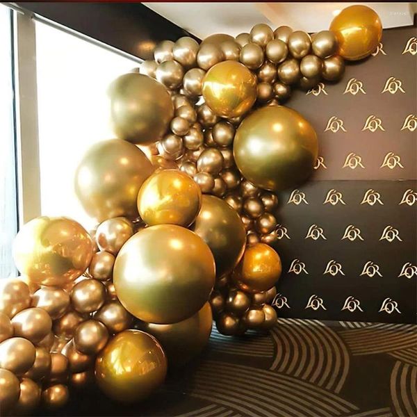 Decoração de festa 110pcs Metallic Gold Balloon Garland Arch 18in 12in 5in Balloons para Festival Picnic Family noivado Casamento