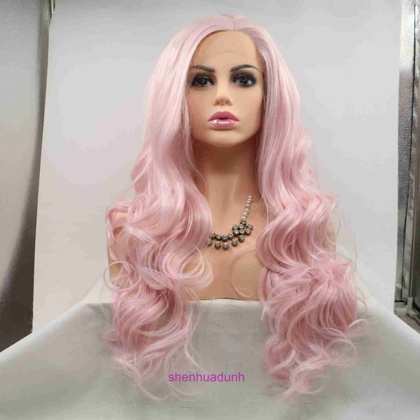 Wig Wig Hairs di alta qualità Store online Store Qingdao xiwei Silk in seta in fibra parrucca rosa ondata grande capelli ricci lunghi