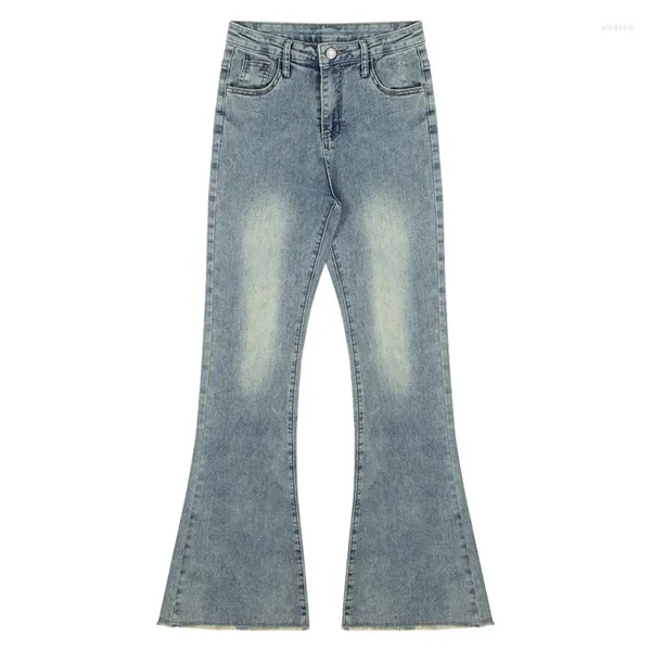 Jeans femminili ragazze in alto in alto bordo sfilacciate donne primaverili e autunno pantaloni micro bagliori pantaloni a ferro di cavallo che trascina