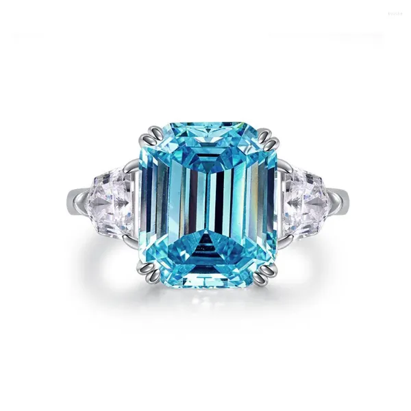 Anelli a grappolo Fashion 925 Sterling Silver Diamond Ring Blue Blue Treasure Versatile Colorful Rocce Sugar Sugar