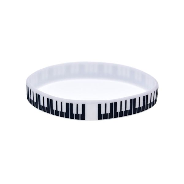 Bracelet de borracha de silicone Key de piano de 100pcs, ótimo para ser usado em qualquer presente de benefícios para fãs de música232z