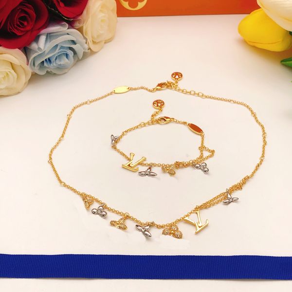 Collana di gioielli bracciale di design in oro 18K collane alla moda collane a pendenti a ciondoli da matrimonio braccialetto diamantato