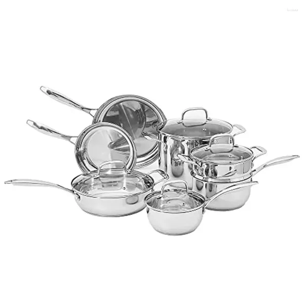 Set di pentole in acciaio inossidabile set di pentole da 11 pezzi Pans Silver Induzione Pronto