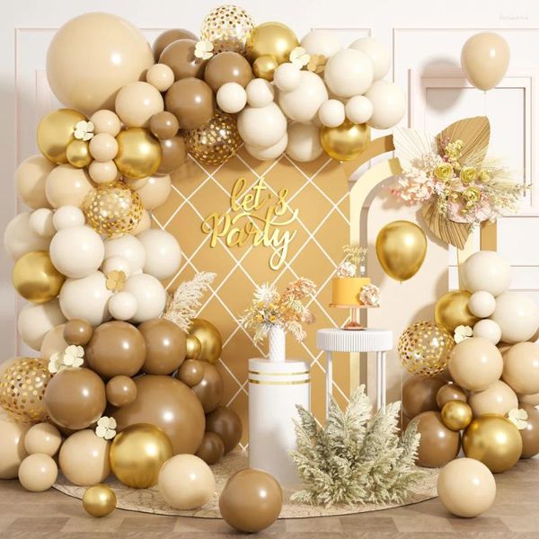 Decorazione per feste 122pcs marrone nuda tan beige oro coriate in lattice kit arco di ghirlanda per compleanno baby shower
