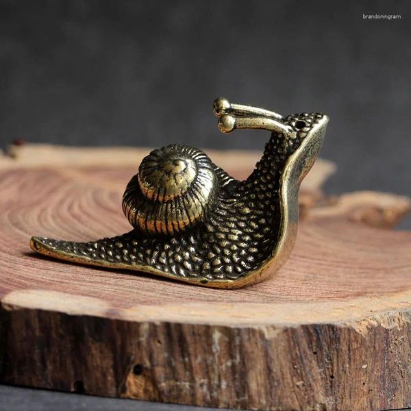 Brincos de colar Set Solid Pure Brass Office Desktop Snail Snail Antique Copper Tea Pet Jewelry Play Play Piece