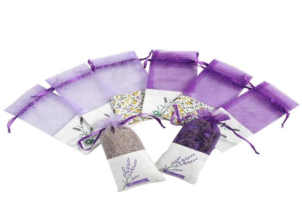 Purple Cotton Organza Lavender Sachet Bag Diy Diseed Flower Sweet Bursa Gubdrobe Goulder Pired Bag DH48639711904