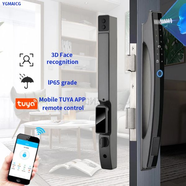 Steuerung Tuya 3D Face Smart Door Lock -Überwachungskamera Smart extrem schmale Türfingerabdruckkennwort Biometrische elektronische Taste Entsperren