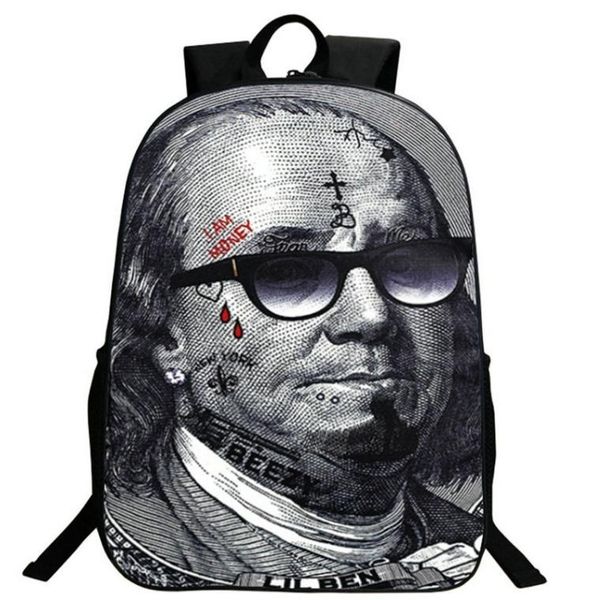 Benjamin Franklin Backpack Money Print Day Pack Rich Man School Borse Great Packsack Qualità Rackack Sport School Bag Outdoor DayPAC2577085