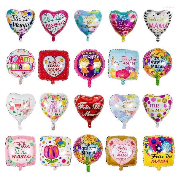 Partydekoration 18/22inch Herz runde Form gedruckte spanische Mutter Folienballons Muttertag Helium Love Globos Dekor Mama Ballon Geschenke