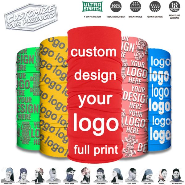 Capacetes 20pcs lustram tampas personalizadas de ciclismo personalizado bandana lenço de tubo ao ar livre máscara de esqui de esqui de caça ao pescoço de pescoço