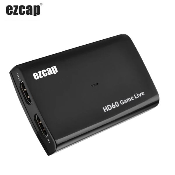 Lente ezcap 266 Full HD 1080p 60fps Audio Capture Card Card Game Box Box Live Steraming Mic em loop para PS4 Xbox Câmera