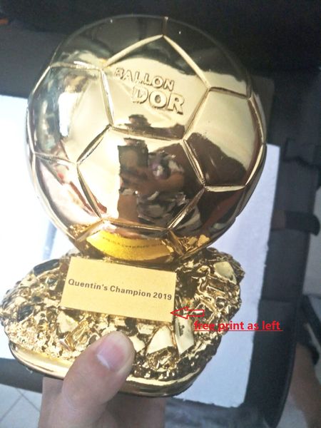 Hot Sale Golden Ball Trophy Ballon d'Or Trophy Golden Soccer Ball Best Football Player Trophy Trophy Cup Print Free Print