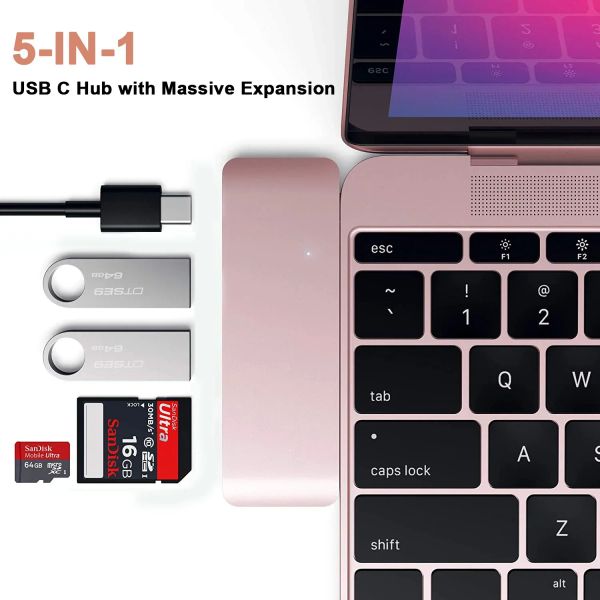 Хабс USB C HUB TO MICRO/SD READER с 2 USB 3.0 87W PD Thunderbolt 3 USB Hub Adapter для 2021 года iPad Pro M1 2020 MacBook Pro Air M1