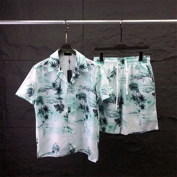 Herren Plus Tees Polos Sommer Neue Mode Crew Hals T -Shirt Baumwolle Kurzarm Shirt Hawaiian Beach Print Hemd Shorts Sportanzug U7R8