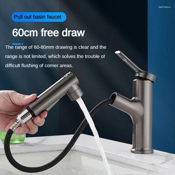 Rubinetti del lavandino da bagno moderno semplice tiro fuori portana rubinetto freddo acqua multifunzionale spruzzatore di spruzzatore di lavandino miscelatore