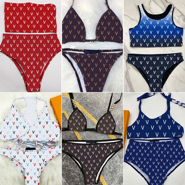 Moda tasarımcı kadın bikini set sıcak mini mektuplar mayo giyim genç kızlar mayo sweat up mayolar seksi klasik push maması takım elbise rahat tanga üst sütyen biquini