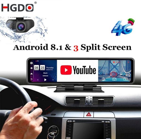 Vídeo de carro HGDO 12039039 Câmera de painel DVR Android 81 4G ADAS Vista traseira Mirror Recorder FHD 1080p WiFi GPS DASH CAM REGIS5458618