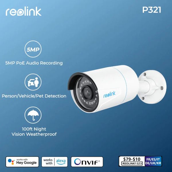 Controle Reolink Smart IP Camera 5MP Poe Câmera de Visão Noturna Infravermelha de Infraversa